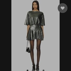 Free People Manuka Gunmetal Sequin Mini Dress
